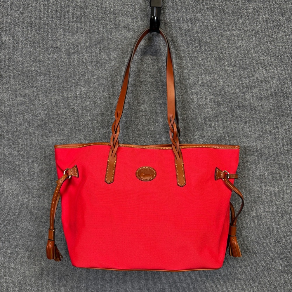 Dooney & Bourke Nylon Bailey Tote with Leather Trim Red Travel Overnight Bag